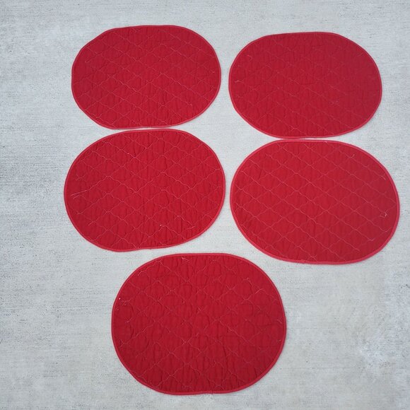 Vintage Ginger Bread Men Candy Canes Placemats Oval Green Quilted Set of 5 - Picture 11 of 11